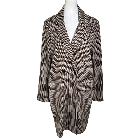 Philosophy Republic Clothing Jackets & Blazers - Philosophy Republic Clothing Coat Medium Brown Houndstooth Longline Blazer